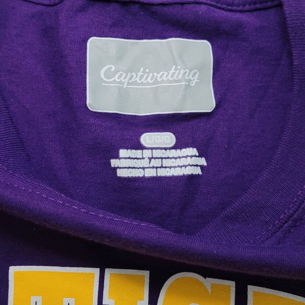 Captivating LSU Tigers T Shirt Short Sleeve Purple Mens Large Collegiate Gameday - Picture 6 of 8